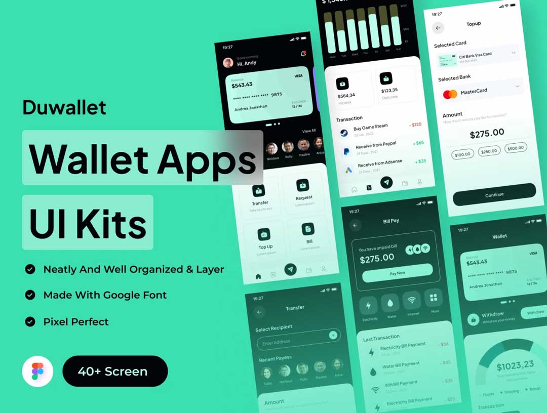 Duwallet金融钱包APP界面设计素材