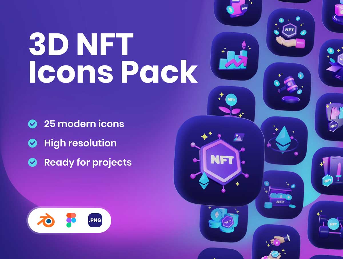 3D NFT图标、插画设计素材