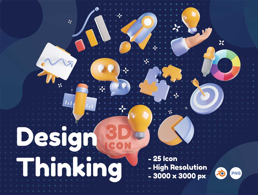 Design Thinking设计思维3D图标设计素材