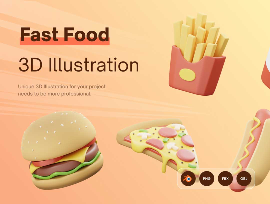 Emamfood-3D快餐和饮料图标设计素材