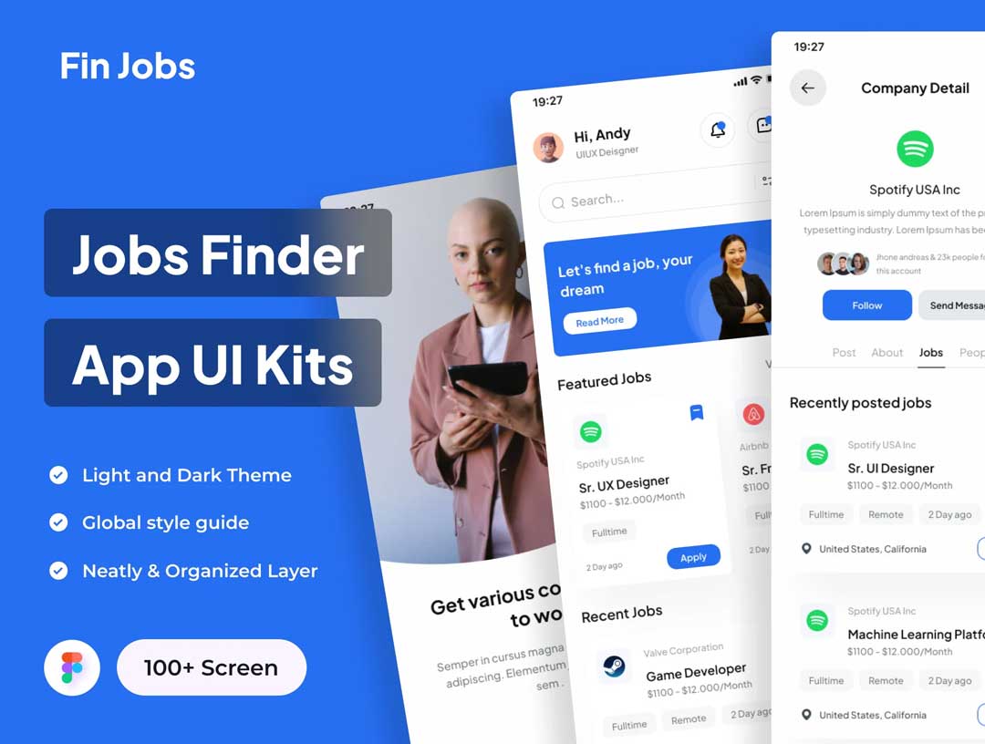 Fin Jobs招聘找工作app应用程序设计素材