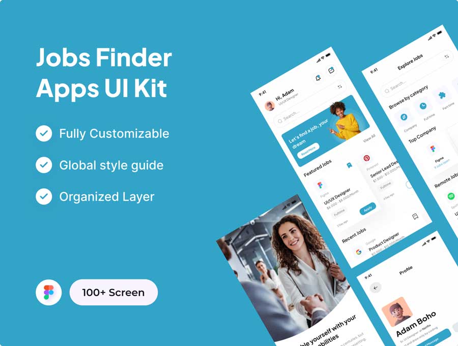 Job Finder求职、招聘app界面设计素材