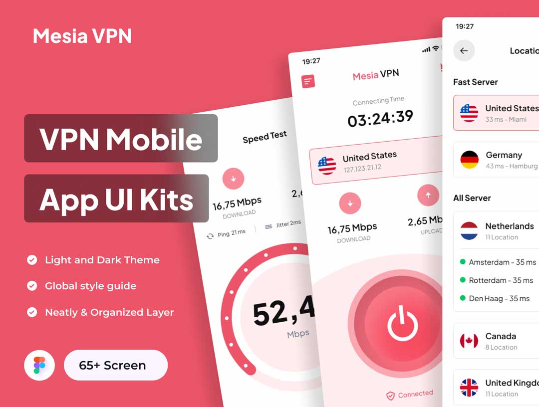 Mesia-VPN移动应用程序UI设计素材