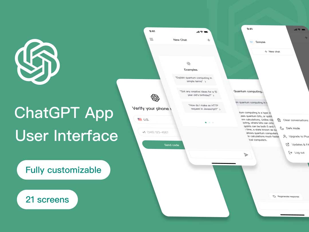 ChatGPT应用程序界面设计素材