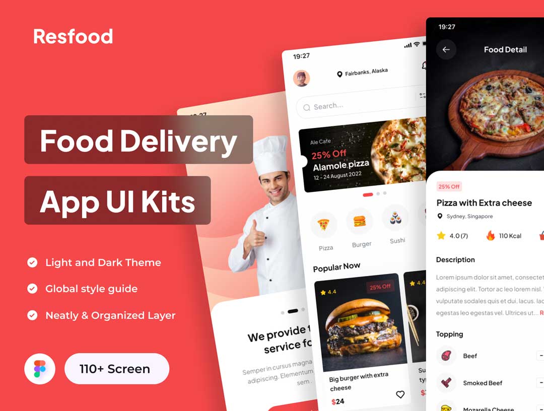 Resfood美食、外卖应用程序UI设计套件