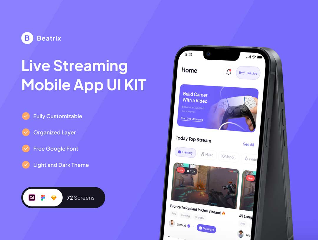 Beatrix线上直播app用户界面设计素材