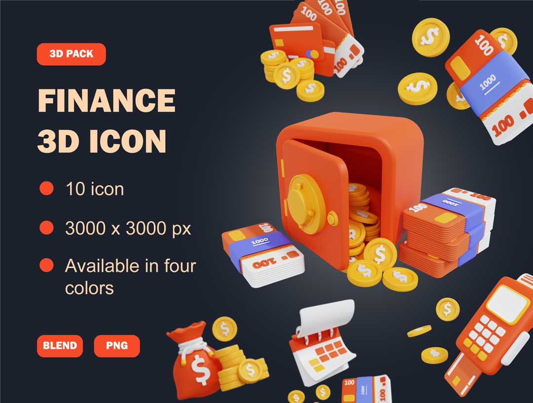 Finance金融3D图标设计素材blender源文件