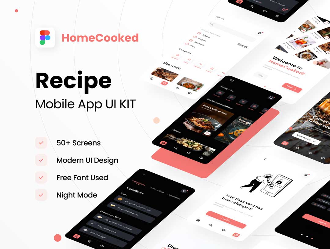 HomeCooked烹饪食物食谱app设计素材