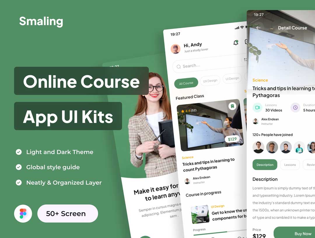 Smaling在线教育app用户界面设计素材