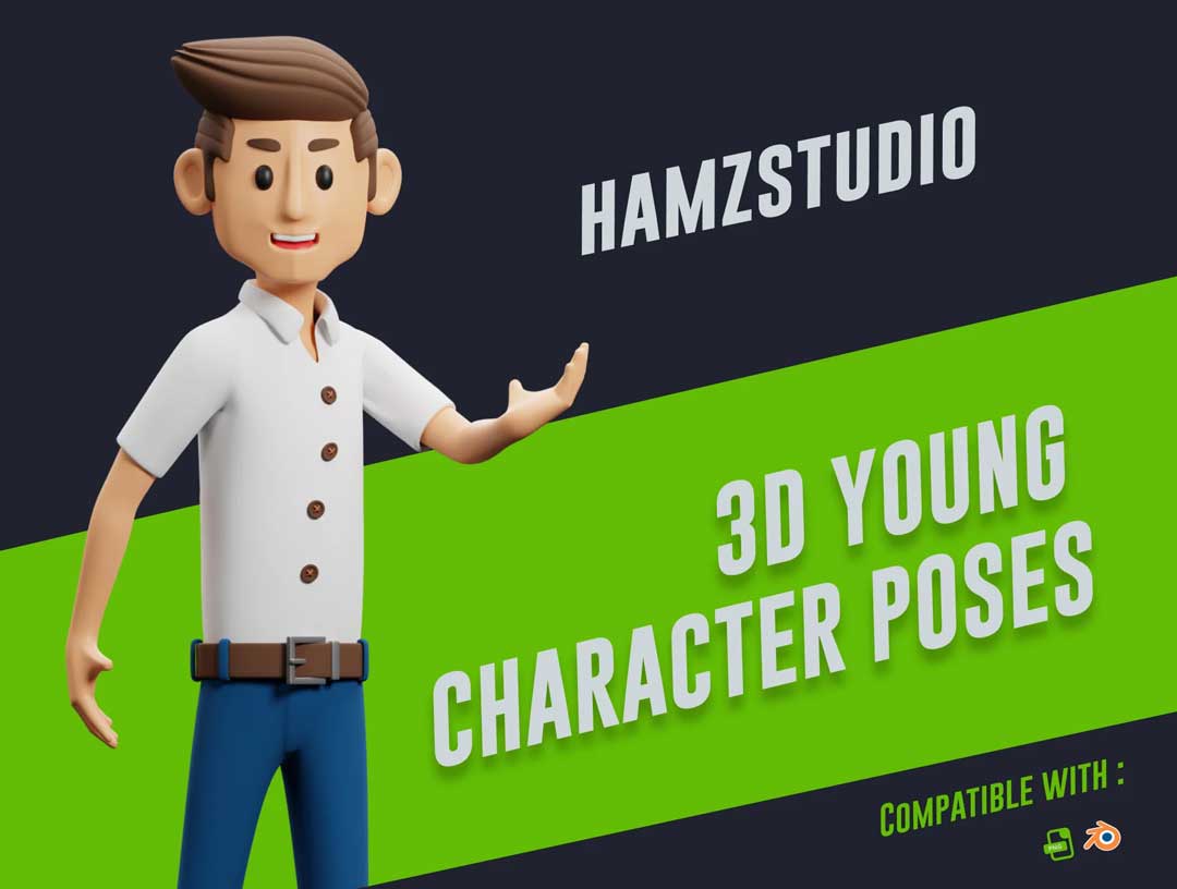3D年轻角色设计素材blender源文件