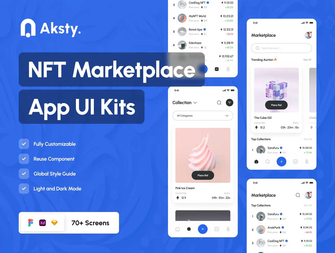 Aksty.- NFT数字藏品app界面设计素材