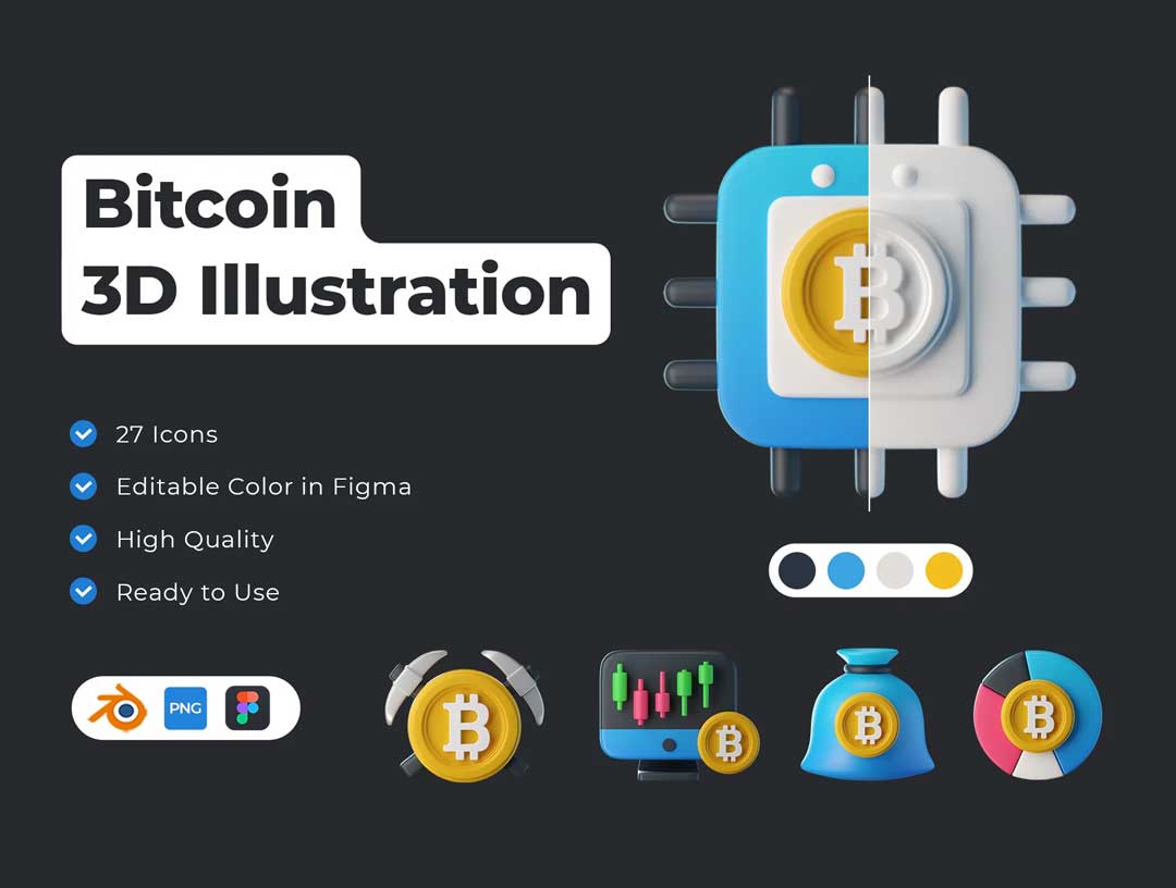Bitcoin比特币3D图标素材