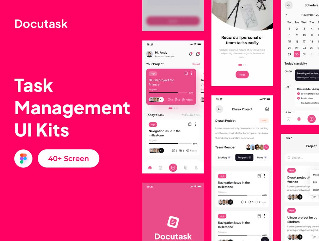 Docutask任务管理应用程序UI素材