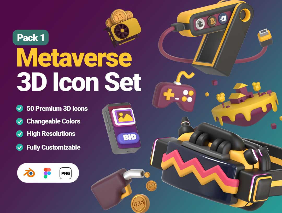 Metaverse元宇宙3D图标素材