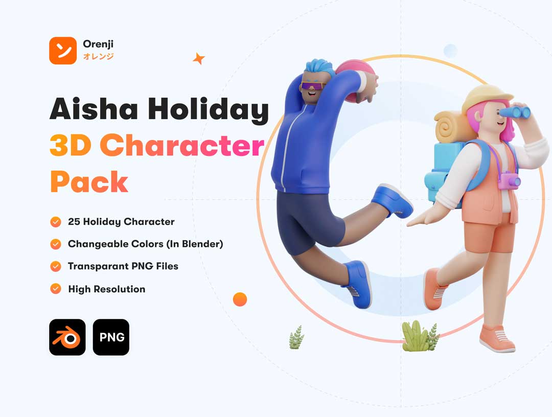Aisha-假日3D角色设计素材