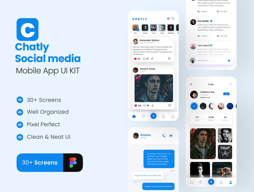 Chatly-移动社交app界面设计素材