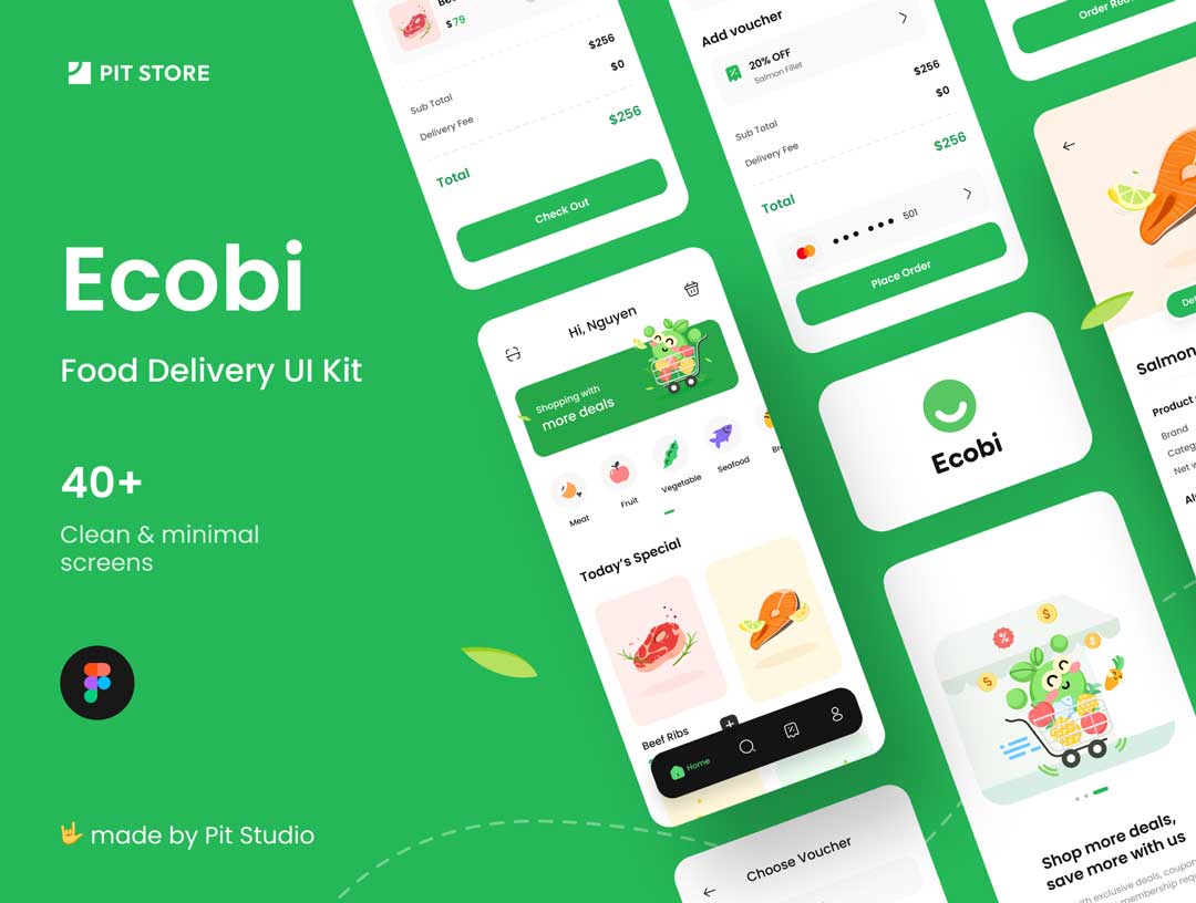 Ecobi美食外卖APP用户界面设计素材