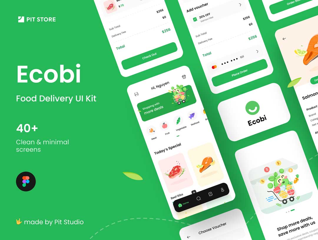 Ecobi美食外卖APP用户界面设计素材