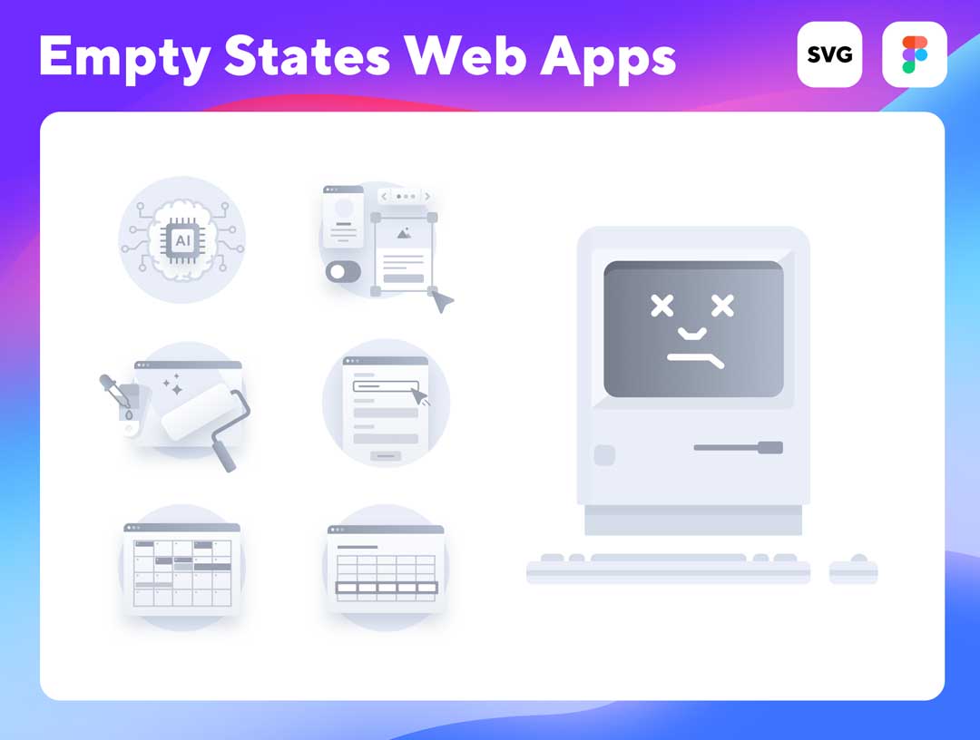 空状态APP、网页图标设计素材