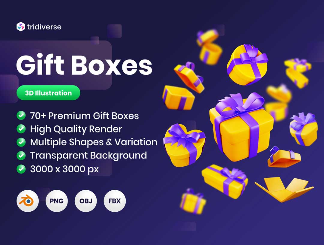 Gift Boxes – 礼品盒3D插画设计素材