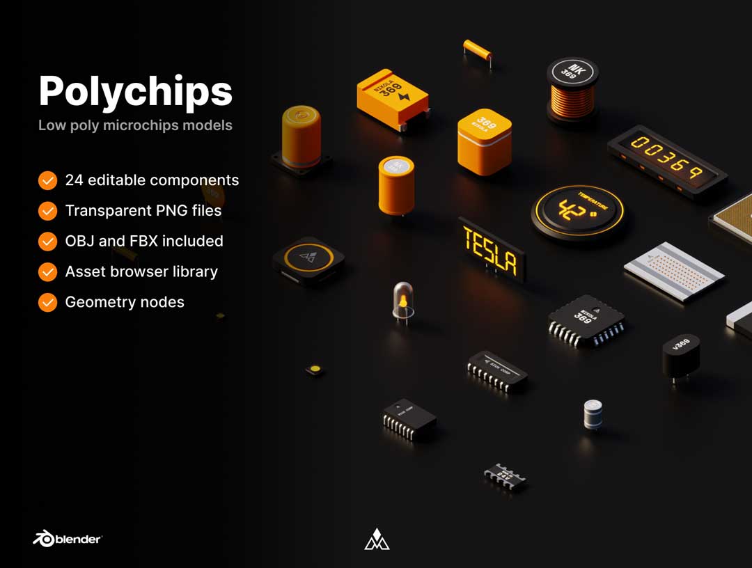 Polychips–3D芯片模型图标设计素材