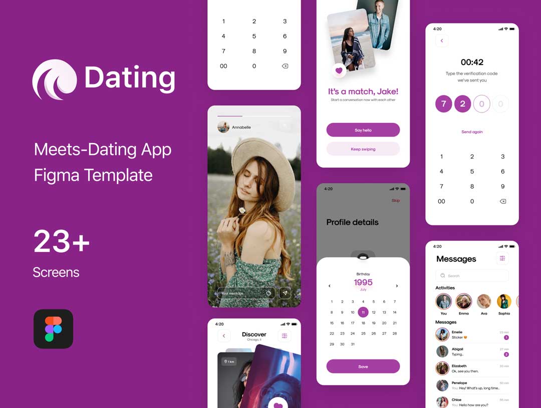 交友、约会App用户界面设计素材
