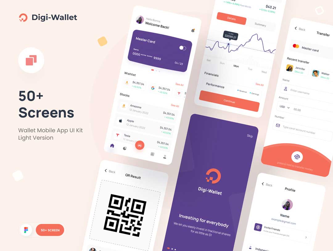 Digiwallet股票市场应用程序UI套件设计