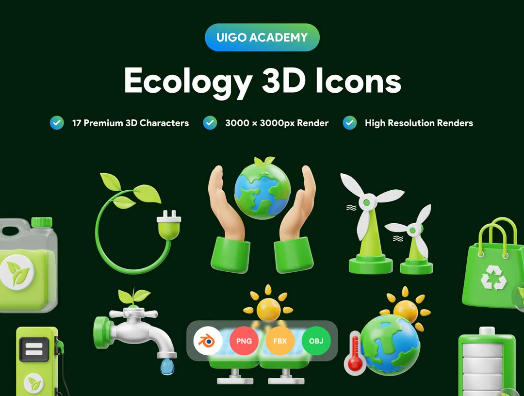 Ecology生态3D图标设计素材
