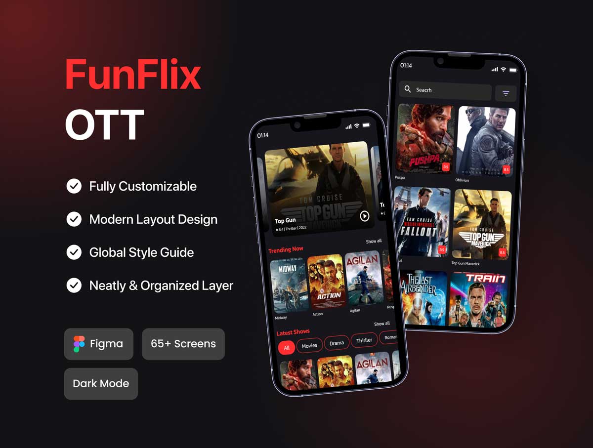 Funflix OTT电影APP用户界面设计素材