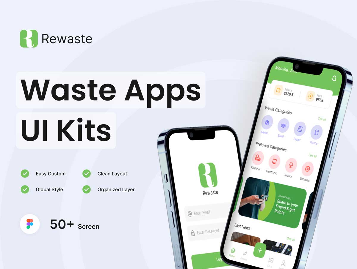 Waste废品回收APP界面设计素材