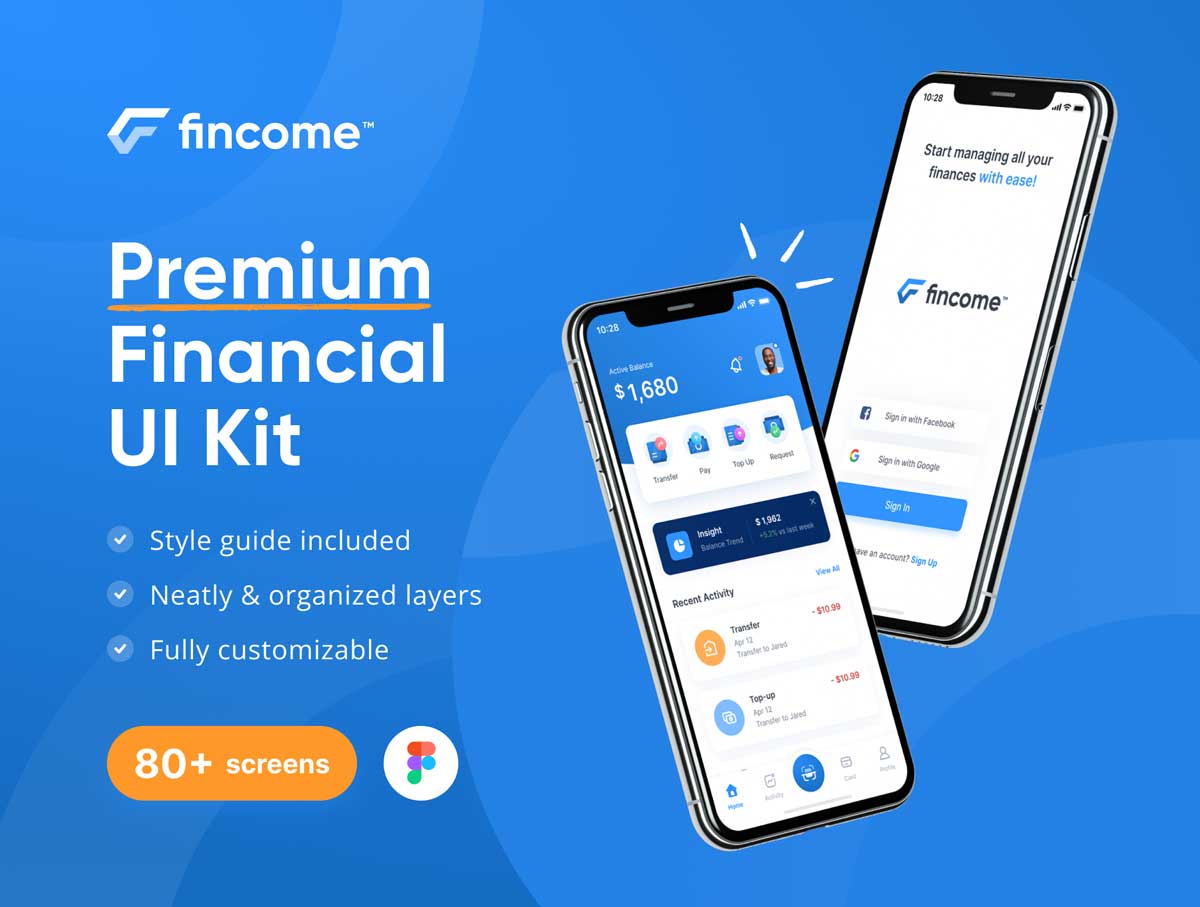 Fincome-高级金融钱包用户界面UI设计模板