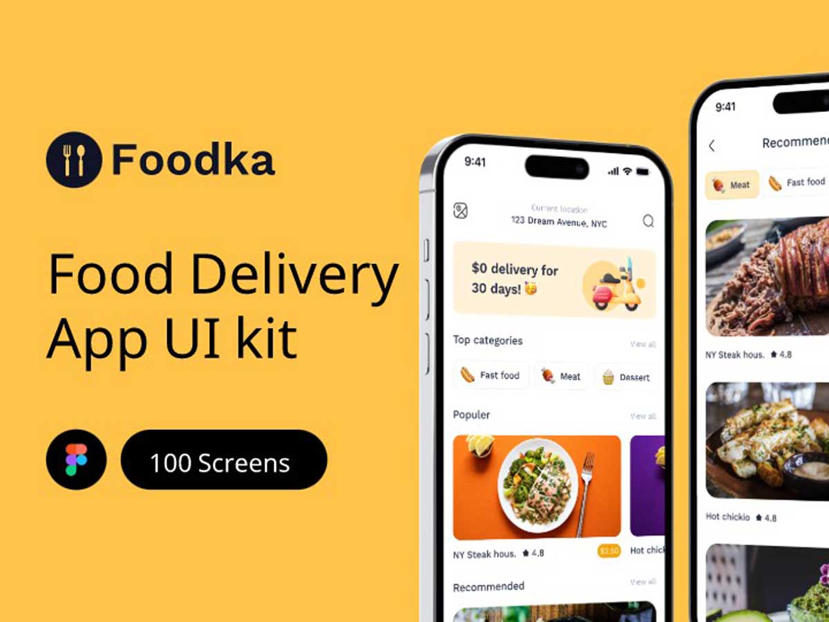 Foodka-外卖送餐应用程序UI设计套件