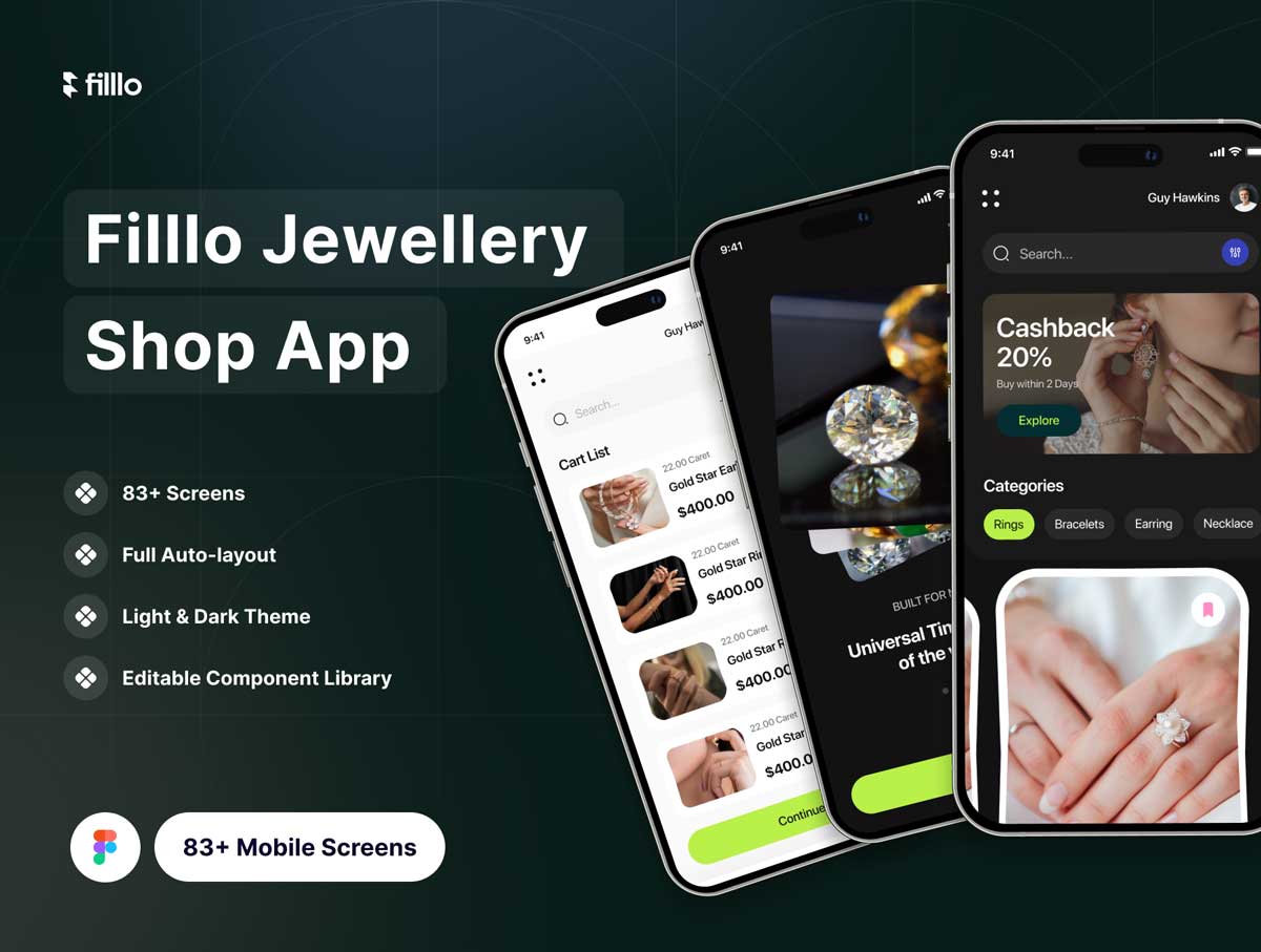 Filllo-珠宝电商移动应用程序UI设计素材
