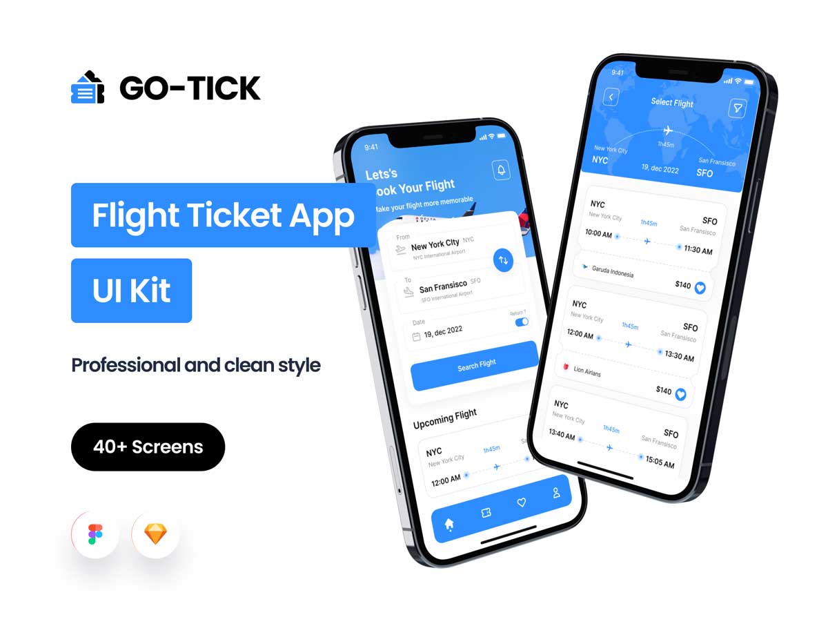 Go-Tick机票预订APP应用程序UI设计素材